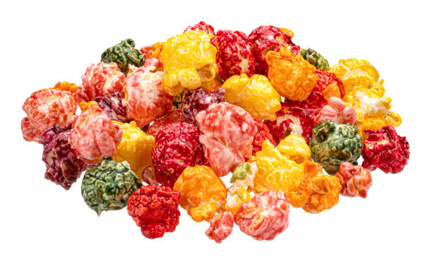 istock Colorful popcorn isolated on white background 1371792215