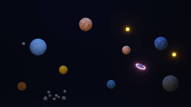 cosmic theme 3d render with glowing stars and planet