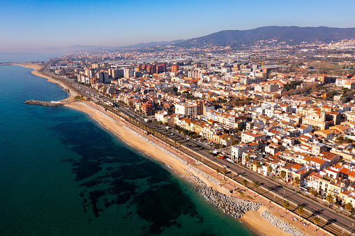 Vista aérea de la ciudad costera española de Vilassar de Mar photo