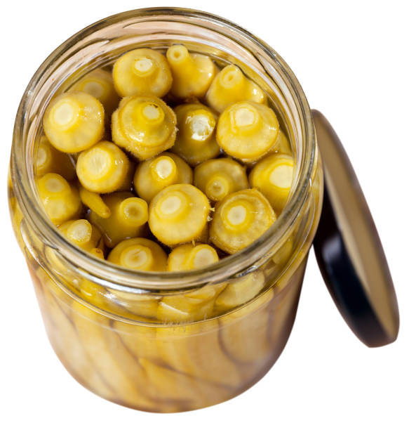 istock Bunch of pickled okra in opened jar 1371794002