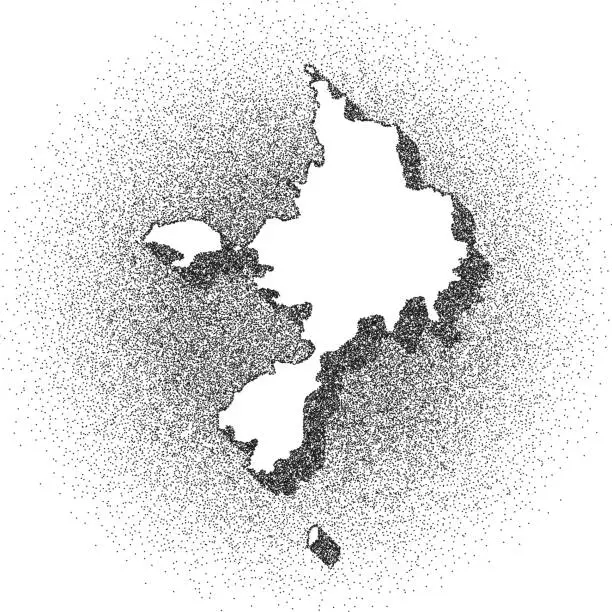 Vector illustration of Stippled Sark map - Stippling Art - Dotwork - Dotted style