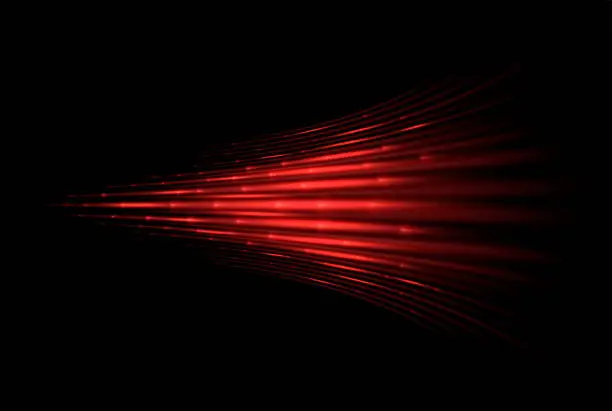 Vector illustration of Red laser beams. Speed, supersonic wave. Twinkling light effect. Warm or hot air flow.