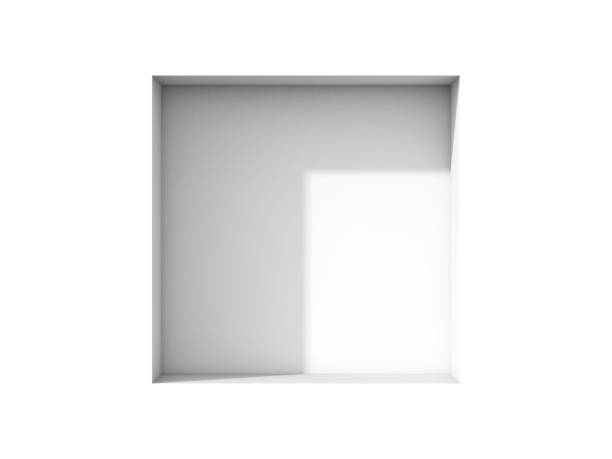 istock Abstract square niche in white wall, empty place for still life 1371795988
