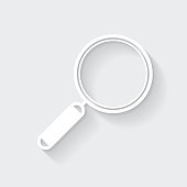 istock Magnifying glass. Icon with long shadow on blank background - Flat Design 1371796364