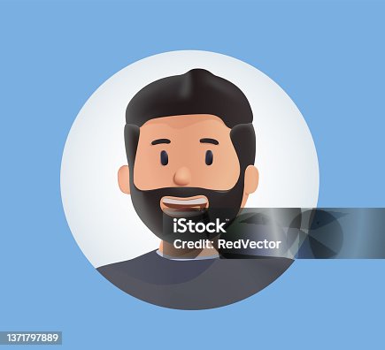 istock Young smiling man avatar. 3d vector people character illustration. Cartoon minimal style. 3D illustration of people. 1371797889