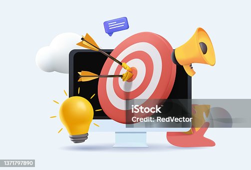 istock Seo optimization and smm concept. Digital marketing, smm digital web technology. 3D Web Vector Illustrations. Improving 1371797890