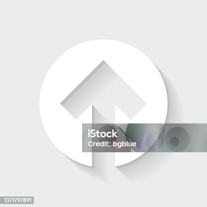 istock Up arrow. Icon with long shadow on blank background - Flat Design 1371797891