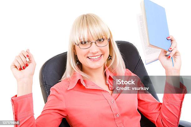 Happy Student With Textbook Stock Photo - Download Image Now - Adult, Adults Only, Artist's Model