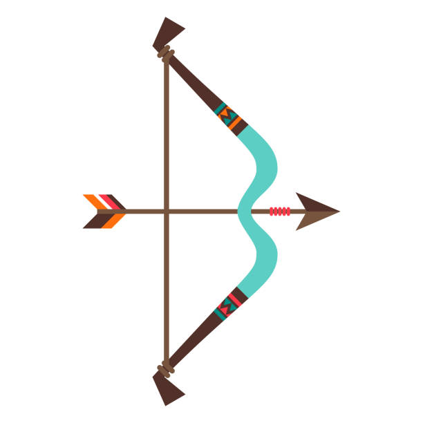 ilustrações, clipart, desenhos animados e ícones de ilustração de arco e flecha dos índios americanos. imagem étnica em estilo nativo. - north american tribal culture arrow bow and arrow bow