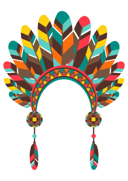 istock Illustration of american indians hat with feathers. Ethnic image in native style. 1371799441