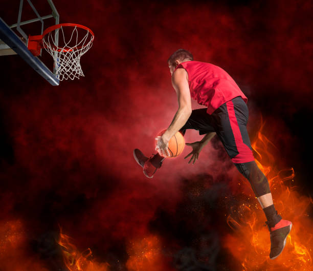 Premium Photo  The fiery image of a basketball player cuts out of