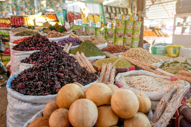 istock Karkade and herbs in a market 1371802701