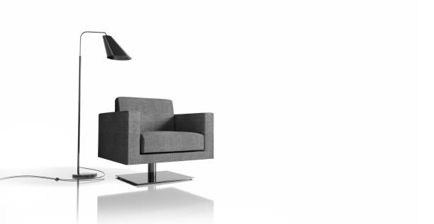 istock Single armchair with floor lamp 1371804020