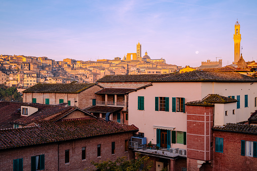 Early morning in the hilltown of Siena in Tuscany
