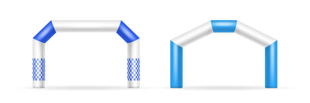 istock Inflatable arches set isolated on white background. Start and finish balloon gates for competitions 1371809898