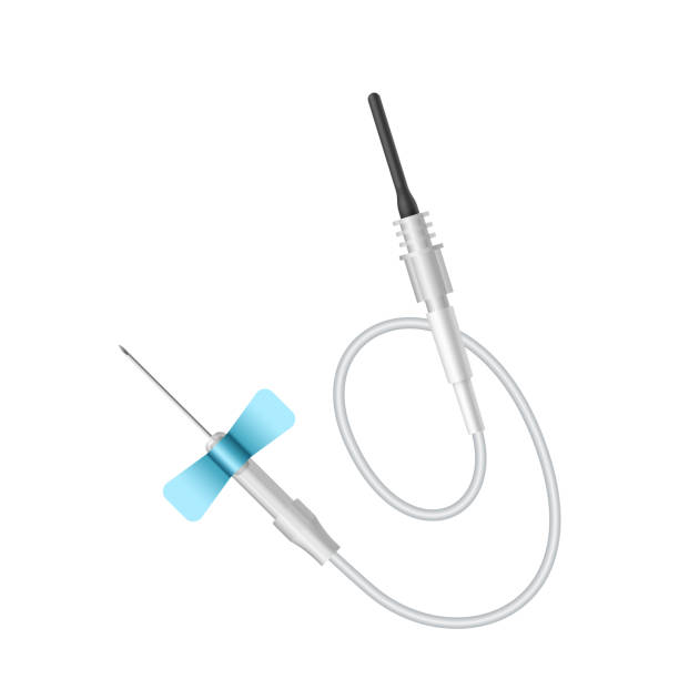 Medical dropper plastic catheter realistic for blood transfusion and donation isolated Medical dropper plastic catheter realistic for blood transfusion and donation isolated on transparent background. Medicine equipment tool icon. Vector illustration catheter stock illustrations