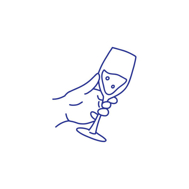 illustrations, cliparts, dessins animés et icônes de tenant à la main un verre à vin - wineglass illustration and painting isolated on white clipping path