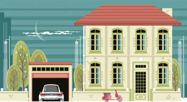 Vector illustration of HOUSE GARAGE
