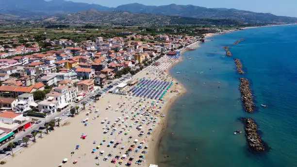Drone photographs of Marina di Casal velino sea port and beach