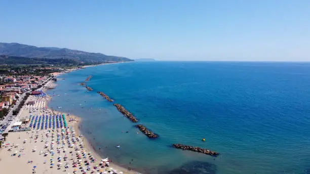 Drone photographs of Marina di Casal velino sea port and beach
