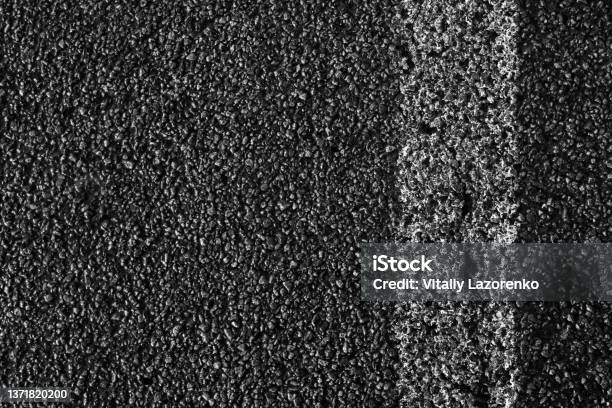 Old White Line On The Road Texture Asphalt Background Texture With Some Fine Grain Of Road Stock Photo - Download Image Now