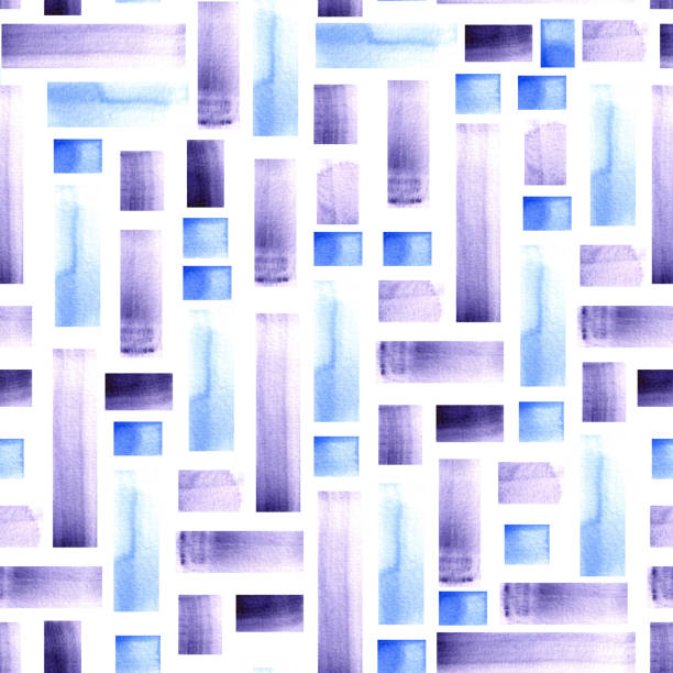 istock Abstract geometric seamless pattern. Watercolor brush strokes background hand painted. 1371821651