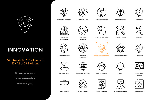 Editable Stroke Vector Style Line Icons of Innovation.