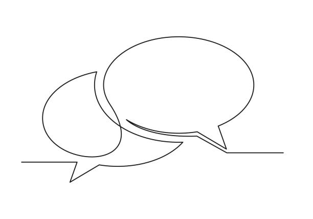 Continuous drawing of one line of an speech bubble Continuous drawing of one line of an speech bubble. Web concept. Speech bubble isolated on a white background. Vector illustration continuous line drawing stock illustrations