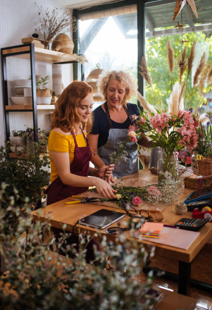 istock Sharing their passion for flower arrangements 1371830111
