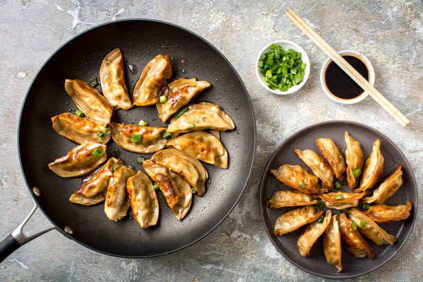 istock Seafood and pork dumplings on table 1371833141