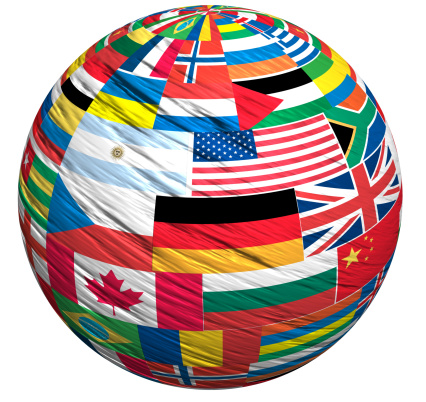 World flags  forming a globe (3 d illustration)