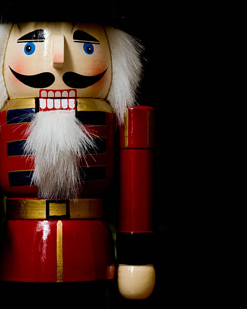 Detailed view of nutcracker, on black background 