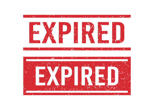 Red grunge expired rubber stamps. Expiration date stamps. Grunge vintage square labels. Set of vector illustrations isolated on white background Red grunge expired rubber stamps. Expiration date stamps. Grunge vintage square labels. Set of vector illustrations isolated on white background. obsolescence stock illustrations
