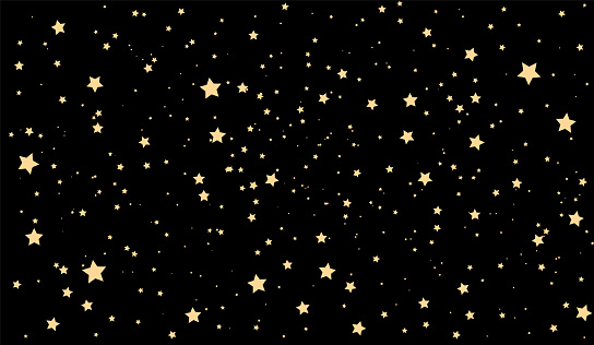 Black vector background with gold stars