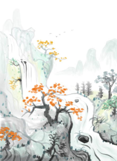 istock A distant artistic conception of Zen ink landscape painting 1371847118