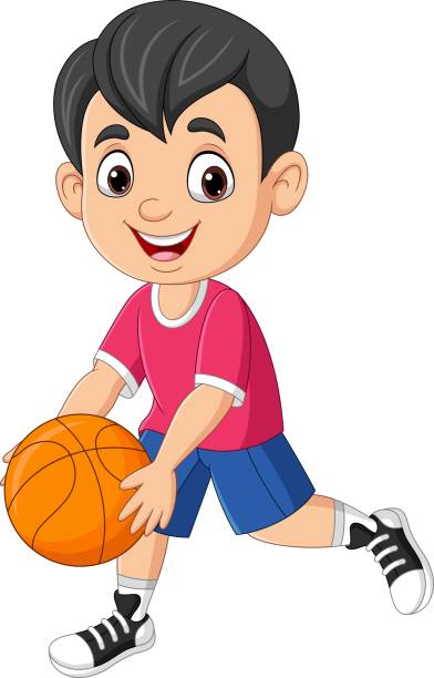 농구를 하는 만화 어린 소년 - 11896 stock illustrations