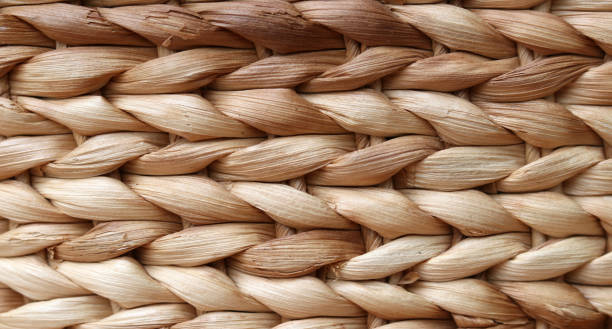 istock Close up texture woven dried water hyacinth. 1371852370