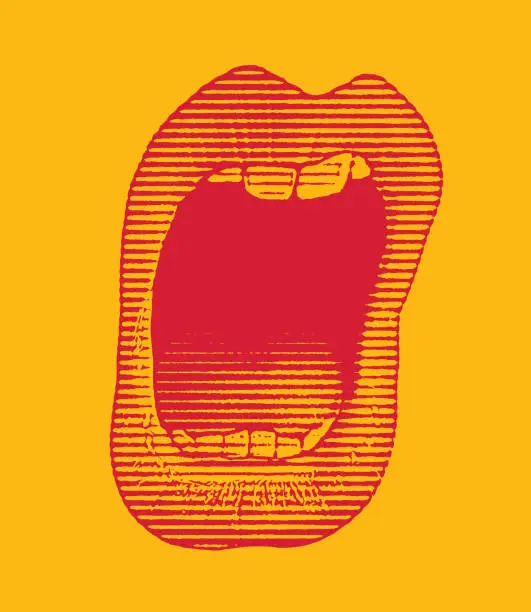 Vector illustration of Close up of woman's mouth singing