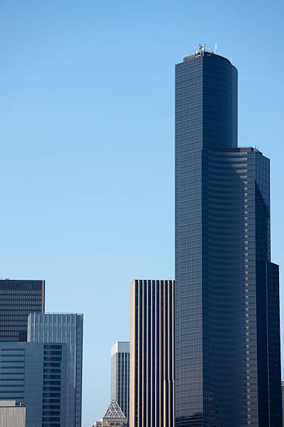 Seattle skyline on a clear summer day Scenes of Seattle.  Check out my lightbox SEATTLE PERSPECTIVES or see some of the images below: ferry terminal audio stock pictures, royalty-free photos & images