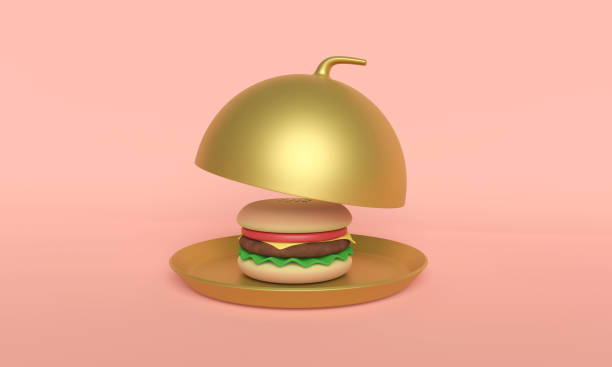 Hamburger 3DCG illustration in the cloche