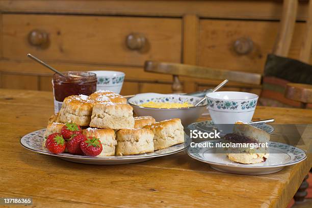 English Cream Tea Eye Level Stock Photo - Download Image Now - UK, Scone, Tea - Hot Drink