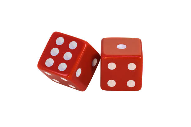 istock Two red dice are isolated on a white background. Complete clipping without shadow. The result is one and on the verge. Blank for the designer. 1371878278