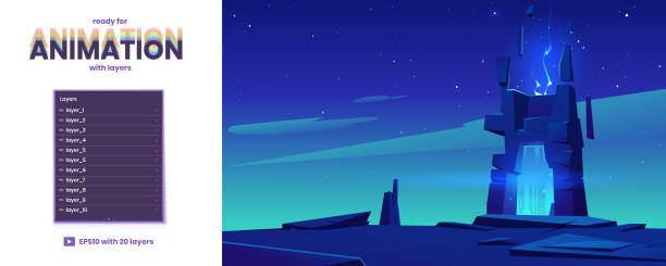 Construct Background 120+ Game Level Night Time Landscape Background Stock Illustrations ...