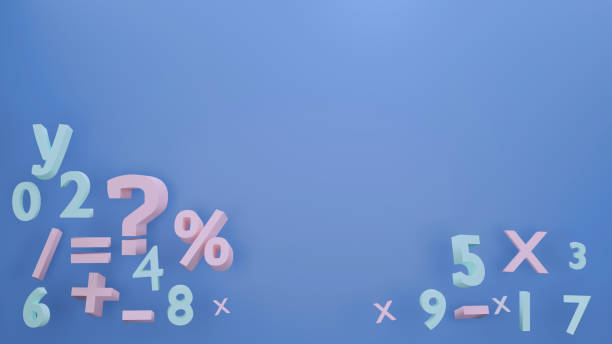 istock Numbers 0-9 and math symbols, computational education concept, minimalist style pastel blue background. There is a copy of the text for compositing the 3D render. 1371883204
