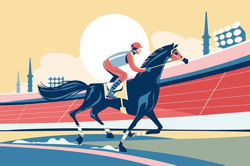 Illustration of jockeys on racing horse competition