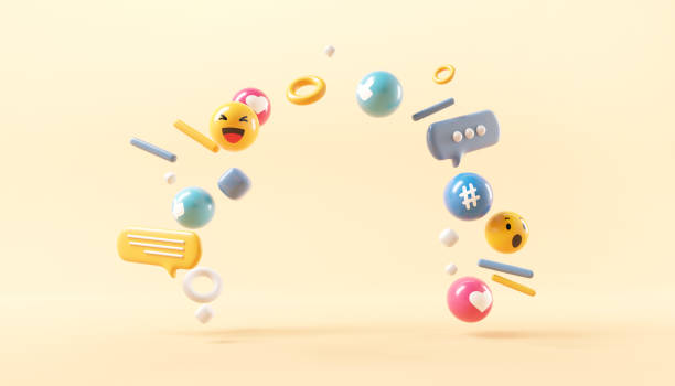 istock Empty background surrounded with social media icon for product design, 3d render. 1371887271