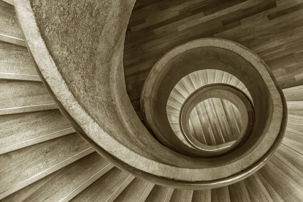 modern staircase in concrete space, 3d rendering