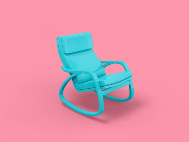 istock Blue mono color modern armchair on pink solid background. Minimalistic design object. 3d rendering icon ui ux interface element. 1371893209