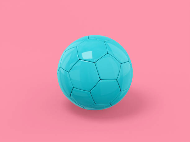 istock Blue mono color football on a pink solid background. Minimalistic design object. 3d rendering icon ui ux interface element. 1371893210