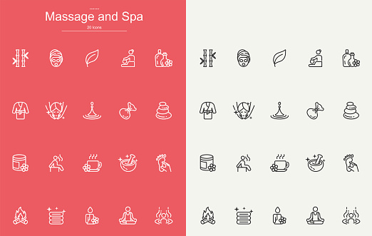 Massage and Spa Line Icons Design